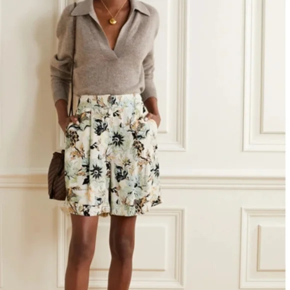 NWT Diane Von Furstenberg DVF Nathalie Floral Print Crepe Shorts Bermuda SZ 2 - Picture 4 of 11